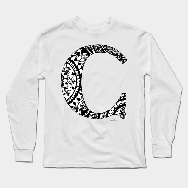 Mandala Letter C Long Sleeve T-Shirt by Shaseldine